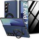 Case for Samsung Galaxy Z Fold 7,Luxury Premium Leather Phone Case with Privacy ScreenHinge Protection Magnetic Kickstand,Slim Shockproof Protective Cover for Galaxy Z Fold 7 2025, Blue