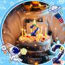 7 x Space Theme Birthday Candle Number 2 Universe Planet Rocket Spacecraft Cake Toppers for Boys Girls Kids Birthday Party Decorations
