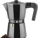 Magefesa Kenia Noir Stovetop Espresso Moka Pot, 12-Cup/20 oz, Italian Coffee Maker for Cuban Coffee, Extra-Thick Aluminum, Heat-Resistant Handle, Safe & Easy-to-Use, Greca Coffee Maker (BLACK)