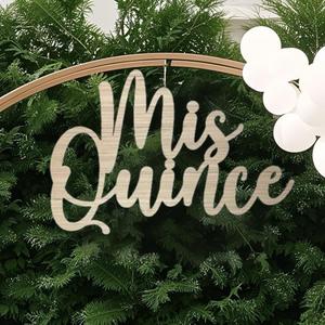 Mis Quince Sign for Backdrop - Wooden Quinceanera Birthday Party Sign for Balloon Arch Happy 15th Birthday Party Decor, Girl Gift Backdrop Wall Photo Prop