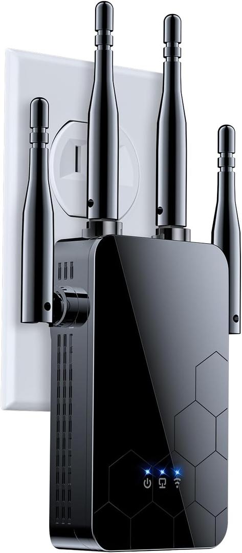 WiFi Extender Internet Booster, 10000 Sq.ft Long Range Repeater Wireless Routers Amplifier, 80% Faster | Broader Than Ever, Support More Network Devices at Home, 1 Tap Setup