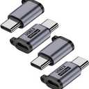 AreMe Micro USB 2.0 to USB C Adapter (4 Pack), Micro USB Female to USB Type C Male Converter Connector Support Charge Data Sync for Galaxy Type-C Phones, Tablets and More (Grey)