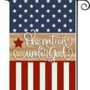 5 x Baccessor Patriotic 4th of July Garden Flag 12.5 x 18 Inch Double Sided Burlap One Nation Under God Memorial Day Independence Day Small Yard Flag Holiday Seasonal Farmhouse Outdoor Outside Decoration