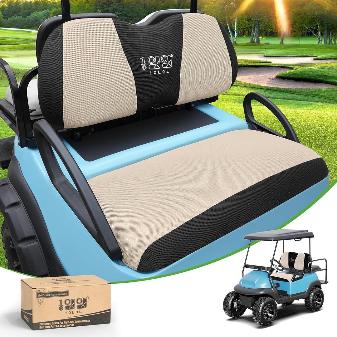 10L0L Golf Cart Seat Covers Universal for Yamaha Club Car Precedent Standard Front Seats, Breathable Mesh Bench Seat Cover, No Drilling Seat Cushion, All-Season Comfort Cool in Summer & Warm in Winter (Beige and Black) 10L0L Golf Cart Seat Covers Universal for Yamaha Club Car Precedent Standard Front Seats, Breathable Mesh Bench Seat Cover, No Drilling Seat Cushion, All-Season Comfort Cool in Summer & Warm in Winter (Beige and Black)