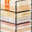 Lifewit 36L Clear Sheet Storage Bags with Zipper 3 Pack, Plastic Sweater Storage Bins for Clothing, Vinyl Foldable Clothes Containers Organizers for Closet, Blankets, Bedding 17.7 x 15.7 x 7.9 Inch