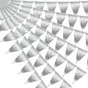 40M/130FT Silver Triangle Pennant Banner Flag Metallic Bunting Garland for Christmas Graduation Wedding Engagement Anniversary Bachelorette Birthday Bridal Shower Valentines Hen Party Supplies