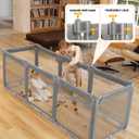 Extra Wide Baby Gate Playpen with Heat-Resistant Mesh,8 Panel Foldable Baby Fence,Indoor/Outdoor Safety Barrier,Dog Playpen & Fireplace Gate Gray