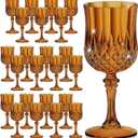 7OZ Plastic Wine Glasses, Reusable Vintage Goblets Unbreakable Drinking Glasses Crystal Water Cups Champagne for Wedding, Parties (24, Amber)