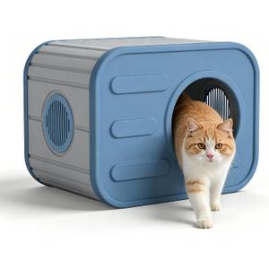 Outdoor Cat House, Cat Houses & Condos, Cat Houses for Outdoor Cats, Blue Gray 14.3"D x 20.7"W x 15.8"H