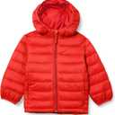 Amazon Essentials Boys and Toddlers' Lightweight Water-Resistant Packable Hooded Puffer Jacket, Insulated, Size Large