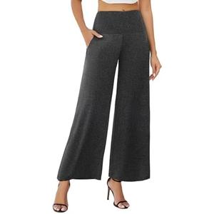 Arolina Women's Stretchy Wide Leg Palazzo Lounge Pants with Pockets Casual Comfy High Waist Palazzo Pants for Women Dressy Size L