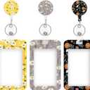 3 Set Heavy Duty Badge Holder with Retractable Reel,ID Badge Holder Key Card Work Badge Clip for Nurse Teacher Student Office Women Men (Flowers#02)
