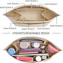 LOUKAYCCI Purse Organizer Insert for Longchamp Le Pliage L Handbag Insert Felt Long Champ Tote Bag Organizer Insert with Cup (Beige, Large)