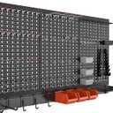 TORACK Metal Pegboard Wall Organizer System for Garage, 109PCS Kit with Pegboard Bins, Hooks, Peg Locks, Black Steel
