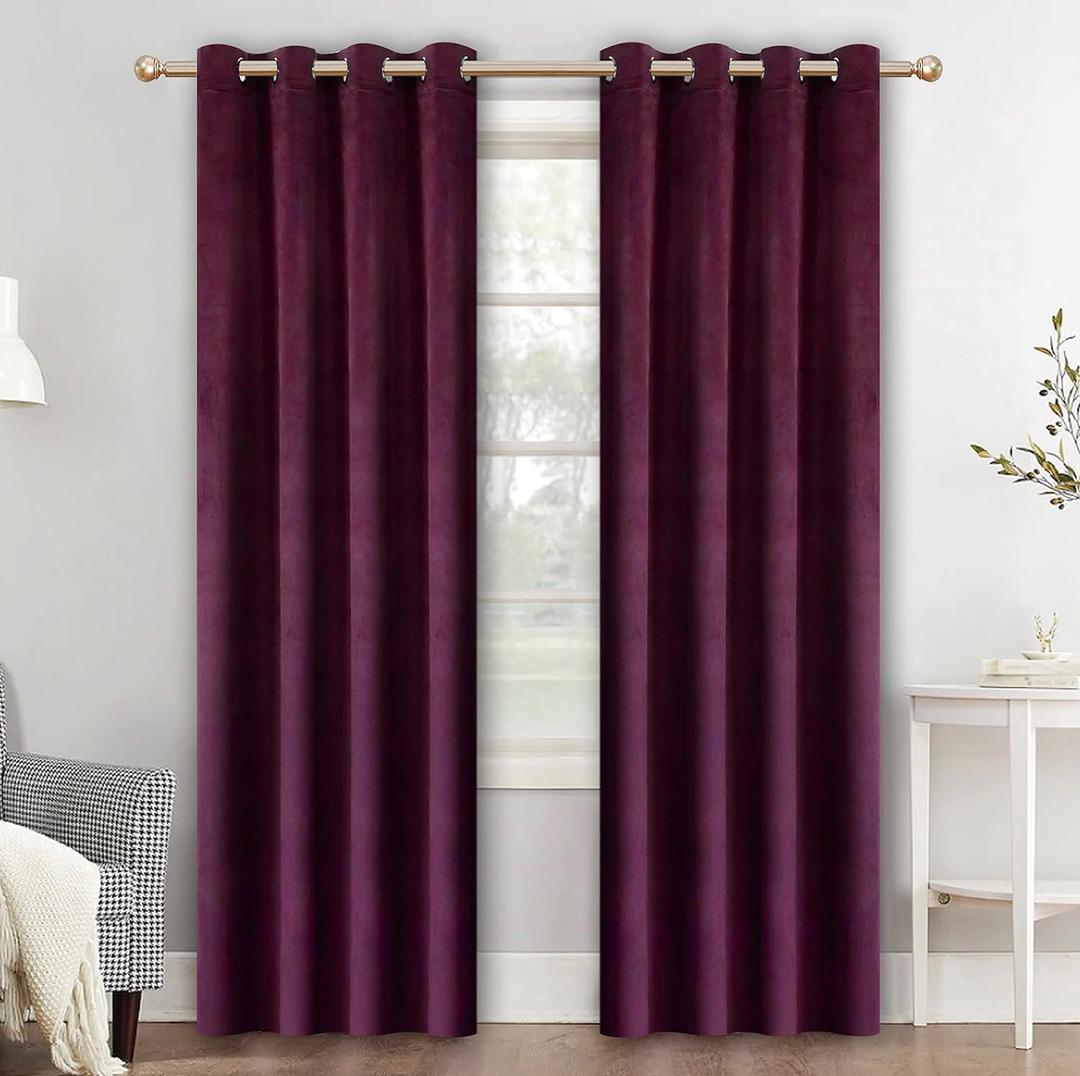 Dark Purple Velvet Curtains 84 inches Long Grommet Blackout Curtains for Bedroom Light Blocking Thermal Insulation Drapes Set of 2 Panels 38”x 84” Dark Purple Velvet Curtains 84 inches Long Grommet Blackout Curtains for Bedroom Light Blocking Thermal Insulation Drapes Set of 2 Panels 38”x 84”