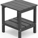 SERWALL 2-Tier HDPE Outdoor Side Table, Weatherproof Rectangular Adirondack Side Table, Gray (HDPE-1 pack, Grey)