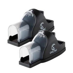 OWLTRA in-/Outdoor Safe Tunnel Snap Mouse Trap 2PCS, Instant Eliminate Rodent Snap Trap with Clear Tunnel Entry, Touch-Free Release, and Powerful Snap, Black, TST-217