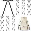 Pre-Tied Small Black Bows for Cake Decorations 5 x 7 Inch, White Satin Ribbon Bows with Twist Tie for Birthday Party, Balloon, Crafts, Wedding, Christmas Tree (50 Pack)