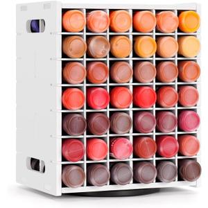 Krafetto 84 Grids Rotating Acrylic Paint Holder Organizer Rack, Craft 2oz Paint Bottle Storage, 360 Rotating Acrylic Paints Holder for 2 oz Paints