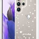 Compatible for Samsung Galaxy S25 Ultra Case Clear Cute for Women - Rugged Phone Cases Funda Protector Cover Skin (White Planets Galaxy Universe)