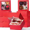 40 Pack Bakery Boxes 4x4x2 Inches Cookies Boxes Mini Bundt Cake Boxes Pie Boxes Cinnamon Roll Treat Box Chocolate Truffle Packing Party Wedding Favor (Red)