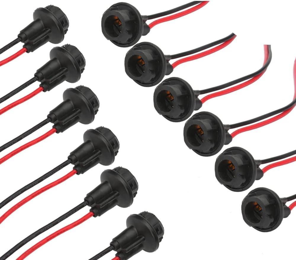 Senzeal 12pcs T10 W5W 194 LED Bulbs 921 Sockets Adapter Rubber + Copper Wire for LED Bulbs Replacement