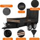 Utility Trailer Cover, 5x10 Trailer Cover with Rear Landscape/Ramp Gate 48 to 60 high, 600D PVCWaterproof Windproof Heavy Duty Grey Dump Trailer Cover, Fits 5 x 10 FT (W x L)