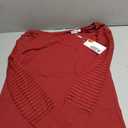 AISEW Womens Long/Short Sleeve V Neck T-Shirt Striped Sheer Mesh Raglan Tees Loose Casual Tops (Red, L)