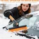 26" Car Snow Brush & Ice Scraper | 2 - in - 1 Winter Tool with Premium Bristles for Cars/SUVs/Trucks  Rotating Head, Heavy - Duty ABS | Ergonomic Foam Grip (FlameFoam Orange)