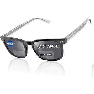 DEHOTRE Progressive Multifocal Reading Sunglasses Men No Line Bifocal Sun Readers with Core Wire Zero Top Spring Hinge UV400