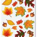 Whaline 9 Sheet Fall Maple Leaves Window Clings Pumpkin Double-Sided Window Decals for Fall Autumn Thanksgiving Harvest Home School Office Accessories Party Supplies Gifts Pack of 2