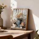 XLARTMY Framed Farmhouse Vintage Canvas Wall ArtFloral Daisy Pictures Wall Decor Paintings Country Flower Artwork Poster Prints for Living Room Kitchen Bedroom Bathroom 8x10In