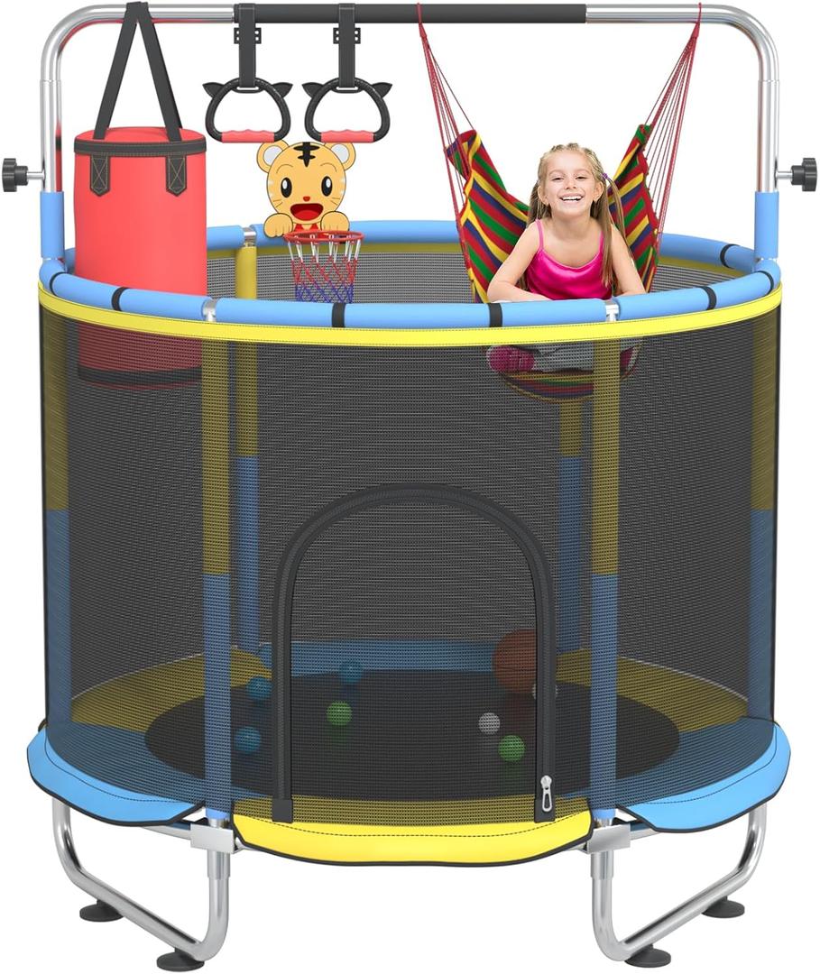 60 Trampoline for Kids,500lbs Capacity Indoor&Outdoor Toddler Trampoline