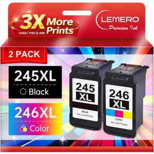 LEMERO 245XL Ink Cartridge PG-245 CL-246 Replacement for Canon Ink 245 and 246, Compatible with Canon 245XL 246XL Combo Pack for Pixma MX490 MX492 MG2522 TR4522 TR4520 TS3122 TS3322 Printers