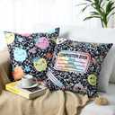 Hillsuren 2 Pcs Composition Notebook Throw Pillow Covers 18'' x 18'' Pastel Checkerboard Classroom Decor Back to School Pillow Cases Pencil Rainbow Pillowcases for Couch Bedroom Living Room