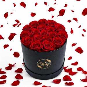 18 Preserved Roses in a Box, Gift for Women & Mom—Red