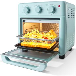 Novaspark Air Fryer Toaster Oven Combo, Retro Convection Oven Countertop,16QT Small Toaster Oven, 4-slices or 9" Pizza,Bake,Toast,Broil, Air Fry, Rapid Heating Mini Conventional Oven, Non-Stick, Blue