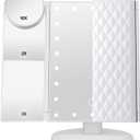 Makeup Mirror Vanity Mirror with Lights 1X 2X 3X 10X Magnification, Lighted Makeup Mirror, Touch Control, Tri-Fold Portable LED Makeup Vanity, Two Power Supply Modes, White