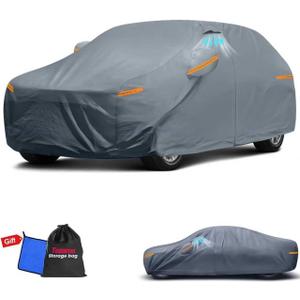 2026 Upgrade Car Cover Waterproof All Weather, Heavy Duty Outdoor Car Cover Universal Fit Sedan Lexus ES350, Tesla Model S, Lincoln MKZ, Toyota Avalon, Jaguar XJ, Ford Taurus, BMW 740i etc. (T2- Fit Sedan Length 204-208 inch, Gray)
