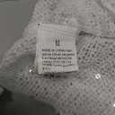 SOLY HUX Women's Hollow Out Sequin Sparkly Sweater Sheer Long Sleeve Shiny Pullover Coverup Tops Party Outfits (Medium, Plain White)