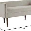 Madison Park Farrah Entryway Accent Bench with Curved Backrest, 8.75" Cushion Seating Bench for Living Room, Compact Bed End Bench with Solid Wood Legs & Soft Poly Velvet Uplhostery, 49" W, Cream, 49 x 19 x 23.75
