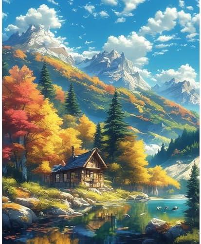 Mountain Paint by Numbers Kit for Adults Beginner Landscape Oil Painting Kit Adult Paint by Number Kits on Canvas DIY Painting for Beginners Art by Numbers for Gifts Home Wall Decor 16x20 Inch