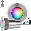 Pool Lights for Inground Pool, 1.5 Inch LED Color Inground Pool & Spa Light, IP68 Waterproof Nicheless Pool Lights, AC12V, 50 ft Cord, Remote Control (Controller Not Supported)