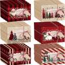Janlaugh 24 Pcs Christmas Cookie Boxes 8.6 * 5.9 * 2.7Inch Bulk Christmas Tree Santa Snowman Buffalo Plaid Treat Boxes with Window for Xmas Party Chocolate Pastries Cupcakes Desserts Muffins Donuts, 1 Count