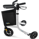 3 Wheels Rollator Walker for Seniors, Foldable Lightweight Walker with Detachable Tray and Storage Bag, Invisible Brake Line, 6 Levels Height Adjustable, 10'' Front Wheels