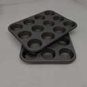 Amazon Basics Nonstick Round Muffin Baking Pan, 12 Cups, Set of 2, Gray, 13.9x10.55x1.22"