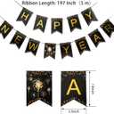 3 x MiniRed New Year Banner 2026, Happy New Year Bunting Banner with Shiny Gold Letter, New Year Party Decorations Supplies 2026.