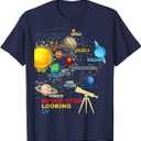 Solar System Planets - Never Stop Looking Up - Astronomy T-Shirt, XL