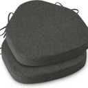 AddGrace Chair Cushions for Dining Chairs Set of 2 Windsor Kitchen Seat Cushions with Removable Textured Cover and Non Slip Bottom Indoor Seat Pads with Ties and Foam (16.5x15.5 Inches Darkgrey)