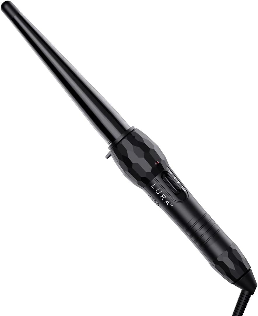 LURA Ceramic Tourmaline Coating Curling Wand, 1/2-1 Inch Barrel Hair Curler with 2 Heat Setting (320/410), Suitable for All Hair Types